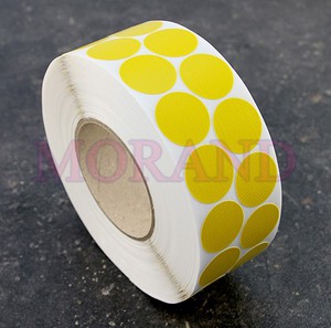 Kółka samoprzylepne z tkaniny do zaklejania i oznaczania towaru żółte 30 mm 2,5 tys.