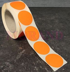Kółka samoprzylepne do zaklejania i oznaczania towaru pomarańczowe 50 mm