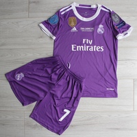 Dziecięcy zestaw piłkarski REAL MADRYT Away UCL Final 2017 ADIDAS (koszulka+spodenki) #7 Ronaldo