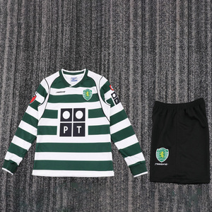 Dziecięcy zestaw piłkarski Sporting CP home long sleeve RETRO 01/02 Reebok (koszulka+spodenki) #28 Ronaldo