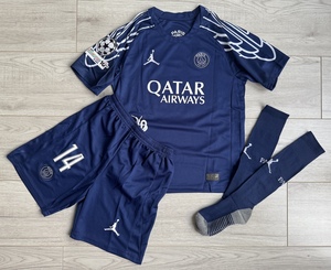 Dziecięcy zestaw piłkarski PSG 4th 24/25 x Jordan (koszulka+spodenki+getry) #10 O.Dembele