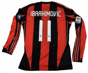 Koszulka piłkarska z długim rękawem AC MILAN Home Retro 2010/11 Adidas #11 Ibrahimović