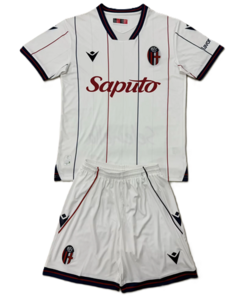 Dziecięcy zestaw piłkarski Bologna away 25/26 Macron (koszulka+spodenki) #7 Orsolini