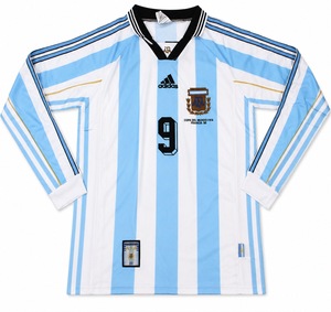 Koszulka piłkarska z długim rękawem ARGENTYNA Home Retro World Cup 1998 Adidas #9 BATISTUTA