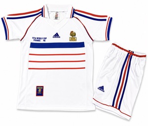 Dziecięcy zestaw piłkarski FRANCJA away Retro World Cup 98 Adidas (koszulka+spodenki) #10 Zidane