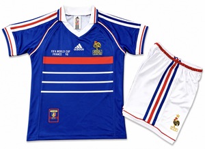 Dziecięcy zestaw piłkarski FRANCJA Home Retro World Cup 98 Adidas (koszulka+spodenki) #10 Zidane