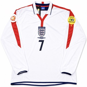 Koszulka piłkarska z długim rękawem ANGLIA Home Retro EURO 2004 Umbro #7 Beckham