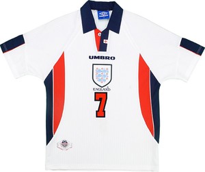 Koszulka piłkarska ANGLIA Home Retro Umbro World Cup 1998 #7 Beckham