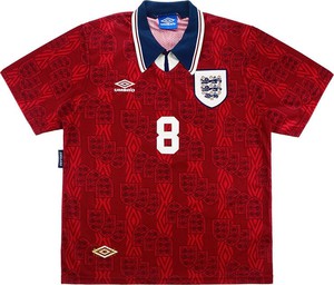 Koszulka piłkarska ANGLIA Away Retro Umbro World Cup 1994 #8 Gascoigne