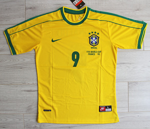 Koszulka piłkarska BRAZYLIA Retro Home World Cup 1998 Nike #9 Ronaldo