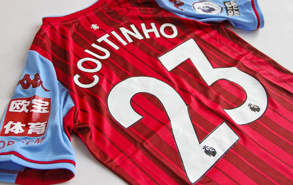 2021/22 Aston Villa Away Jersey #23 Coutinho Large Kappa Soccer Regular Fit  NEW