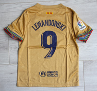 Dziecięcy zestaw piłkarski FC BARCELONA NIKE Away 22/23 (koszulka+spodenki+getry) #9 Lewandowski