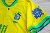 Dziecięcy zestaw piłkarski BRAZYLIA Home 2022/23 NIKE (koszulka+spodenki+getry) #10 NEYMAR JR