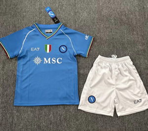 Dziecięcy zestaw piłkarski SSC Napoli home 23/24 EA7 (koszulka+spodenki)