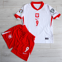 Dziecięcy zestaw piłkarski POLSKA NIKE Home EURO 2024 (koszulka i spodenki) #9 Lewandowski