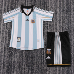 Dziecięcy zestaw piłkarski Argentyna home RETRO 1998 Adidas (koszulka+spodenki)