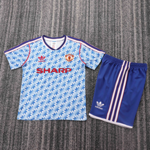 Dziecięcy zestaw piłkarski Manchester United away RETRO 90/91 Adidas (koszulka+spodenki)